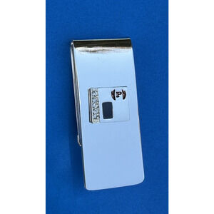 Phat Farm Money Clip Holder Silver tone Crystals Logo mens gift New